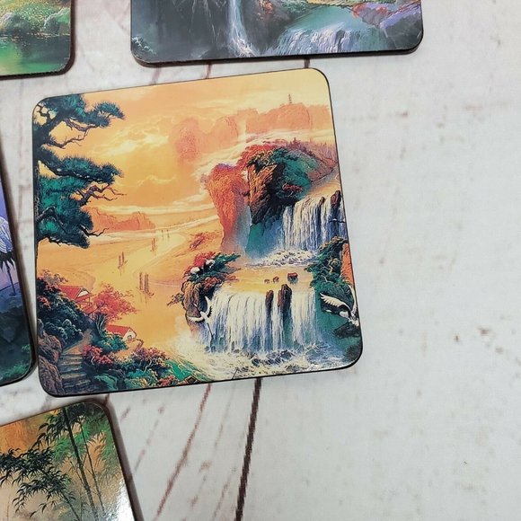 Enhance Your Home Décor with a Set of 6 Decorative Coasters Featuring Beautiful - Picture 9 of 12